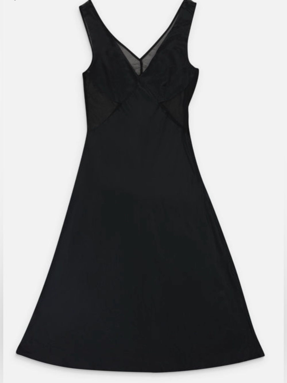 Callipygian Sheer Panel Bias Black Day Dress
